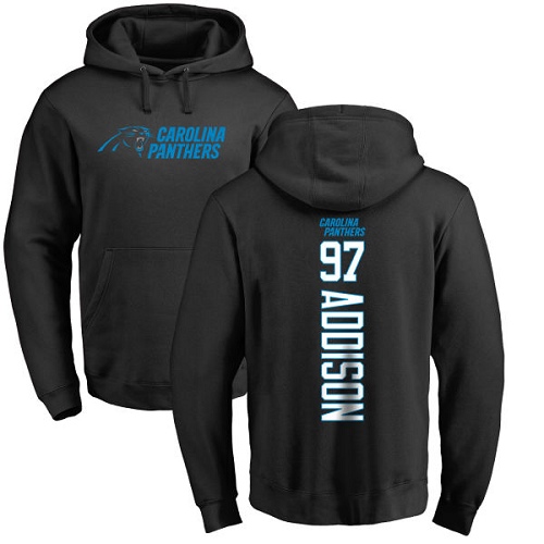 Carolina Panthers Men Black Mario Addison Backer NFL Football #97 Pullover Hoodie Sweatshirts->nfl t-shirts->Sports Accessory